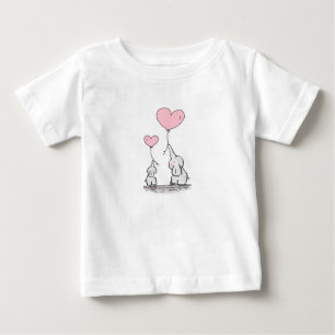 Camiseta Elefante da mãe e do bebê com balões