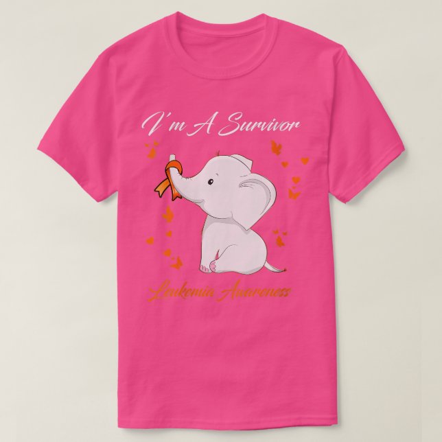 Camiseta Elefante Das Mulheres Im Um Sobrevivente Leucemia  (Frente do Design)