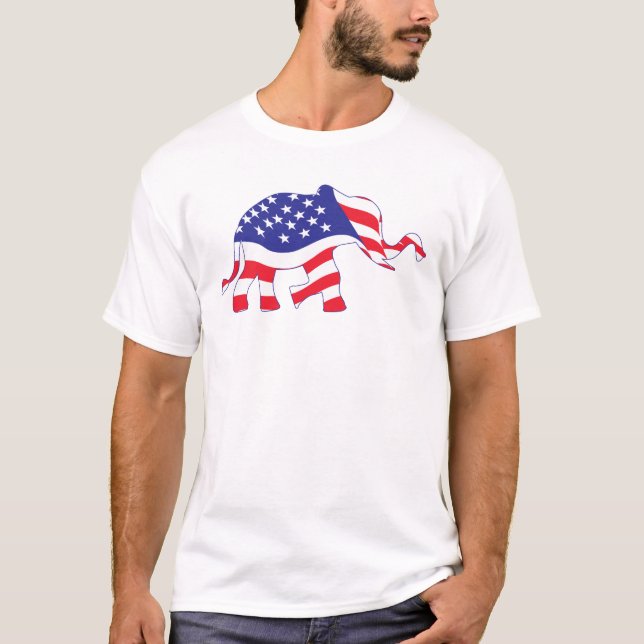 Camiseta Elefante de Bandeira Americana (Frente)