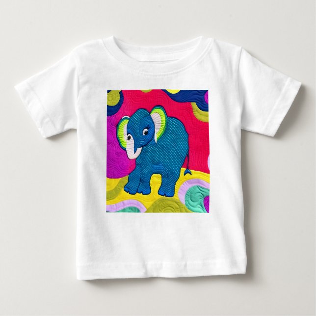 Camiseta Elefante De Bebê Azul E Bonito - Design (Frente)