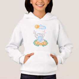 Camiseta Elefante de Bebê Bonito com flores laranja