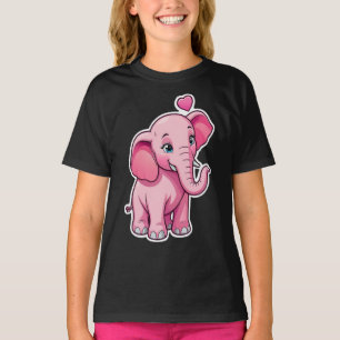 Camiseta Elefante De Bebê Cor-De-Rosa E Bonita Com Amor