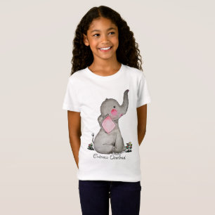 Camiseta Elefante De Bebê Cuta De Aquarela Com Blush E Flor