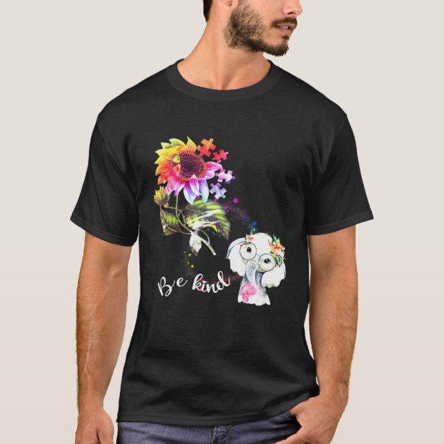 Camiseta Elefante De Bebê Seja Colorido Autismo De Girassol (Frente)