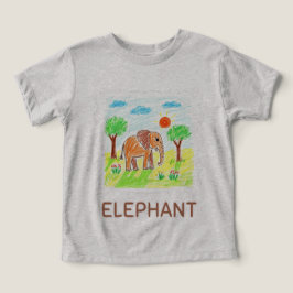 Camiseta Elefante de Cartoon Bonito - Crianças Arte Animal