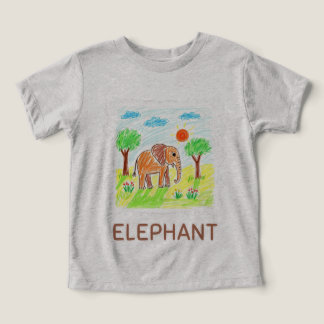 Camiseta Elefante de Cartoon Bonito - Crianças Arte Animal