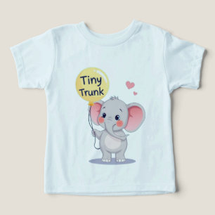 Camiseta Elefante de Cartoon de Pequeno Tronco