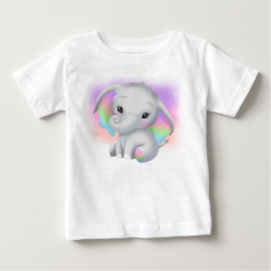CAMISETA ELEFANTE DE CINZAS ADORÁVEL COM OUVIDOS COLORIDOS