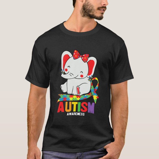 Camiseta Elefante de consciência Mãe Vestindo Ouvidos Autis (Frente)