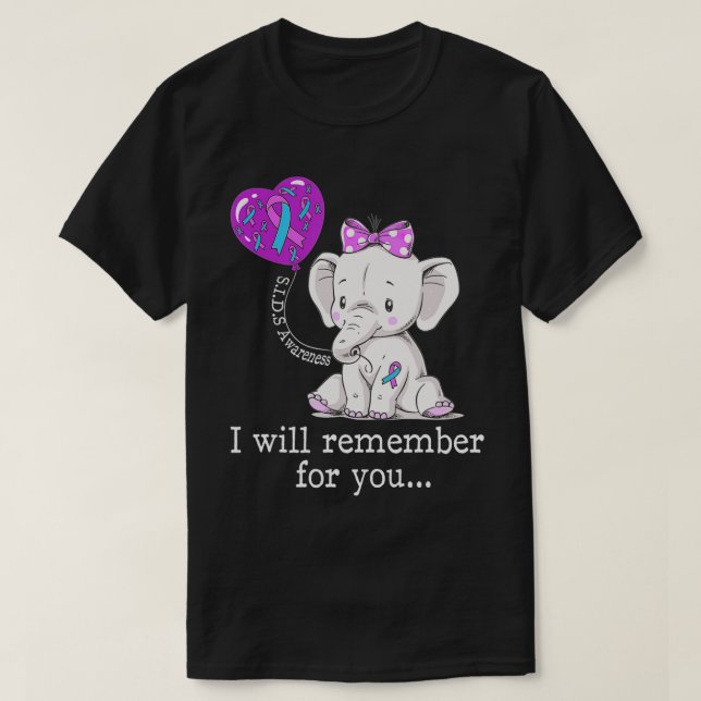 Camiseta Elefante de consciência SIDS (Frente do Design)