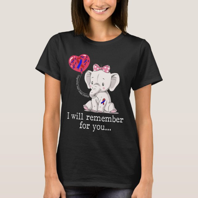 Camiseta Elefante de Conscientização da Doença Cardíaca Con (Frente)