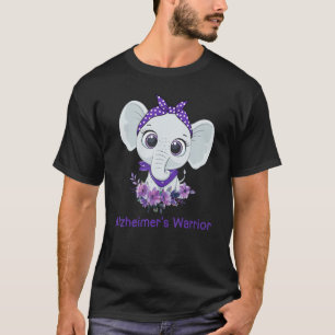 Camiseta Elefante de Conscientização do Alzheimer Flor Roxa