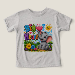 Camiseta Elefante de Coração Grande   Design de Animal Fofo