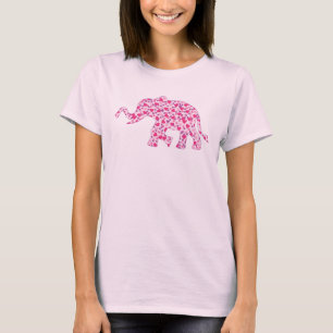 Camiseta Elefante de Corações Rosa