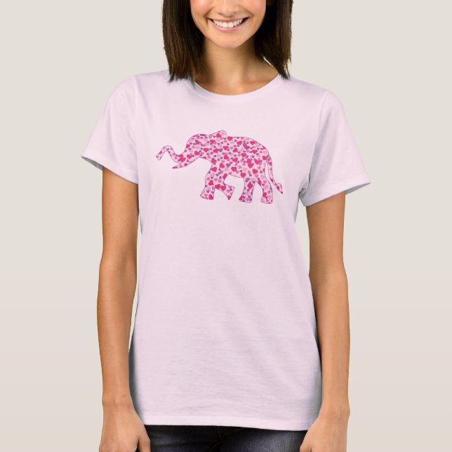 Camiseta Elefante de Corações Rosa (Frente)