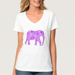 Camiseta Elefante de espiral frontal - roxo e orquídea