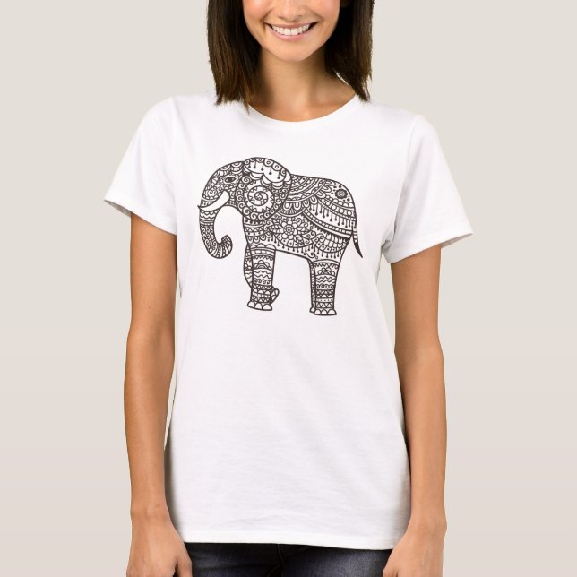 Camiseta Elefante de Estilo Decorativo (Frente)