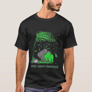 Camiseta Elefante de Fita Verde de Conscientização sobre Sa