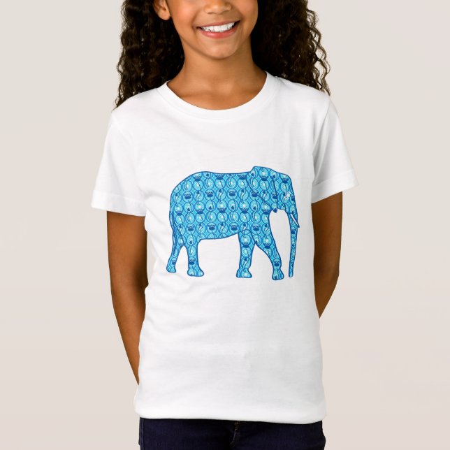 Camiseta Elefante de flor de lótus - turquesa (Frente)