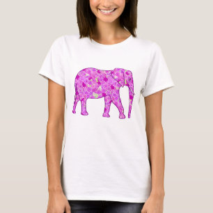 Camiseta Elefante de flor - orquídea e magenta