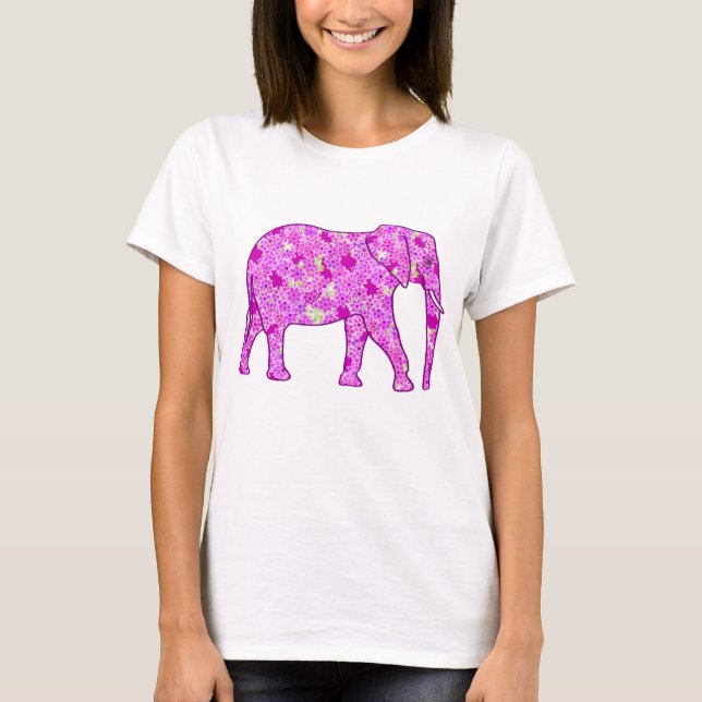 Camiseta Elefante de flor - orquídea e magenta (Frente)