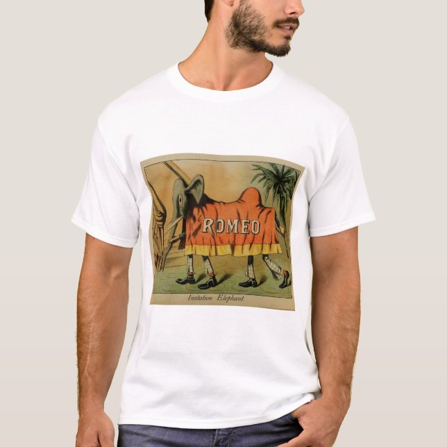 Camiseta Elefante de Imitação Vintage Retro Mágico (Frente)