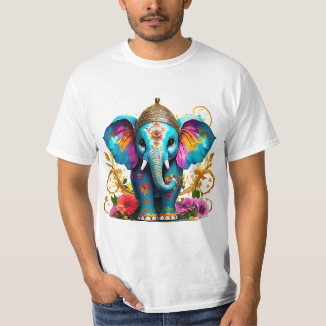 CAMISETA ELEFANTE DE LA INDIA POP ART (Frente)