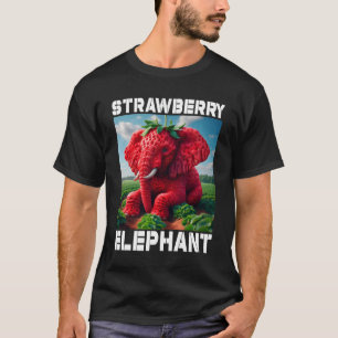 Camiseta Elefante de Morango Surreal Meme Fruta Animal Cére