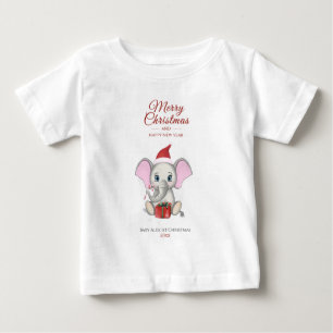 Camiseta Elefante de Natal Adorável   T- Bebê personaliza