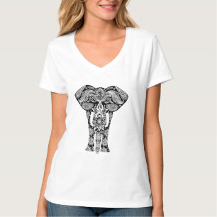 Camiseta Elefante de Padrão Henna 