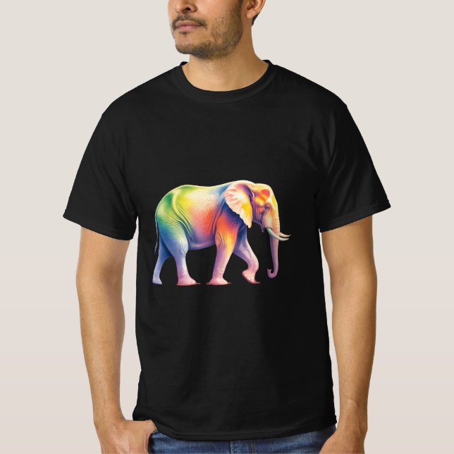Camiseta Elefante de Safari Arco-íris Vibrante (Frente)