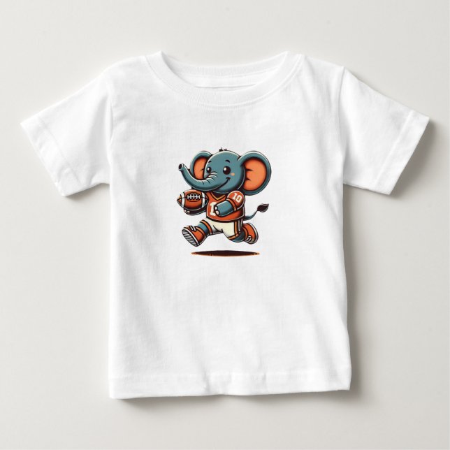 Camiseta Elefante de Touchdown: Bebê de Futebol de Cartoon (Frente)