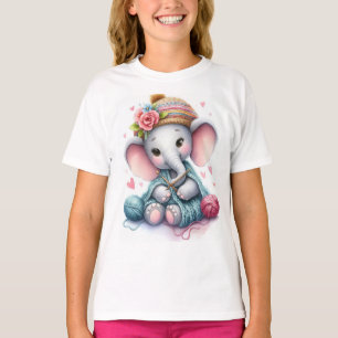 Camiseta Elefante de tricotagem com aquarela