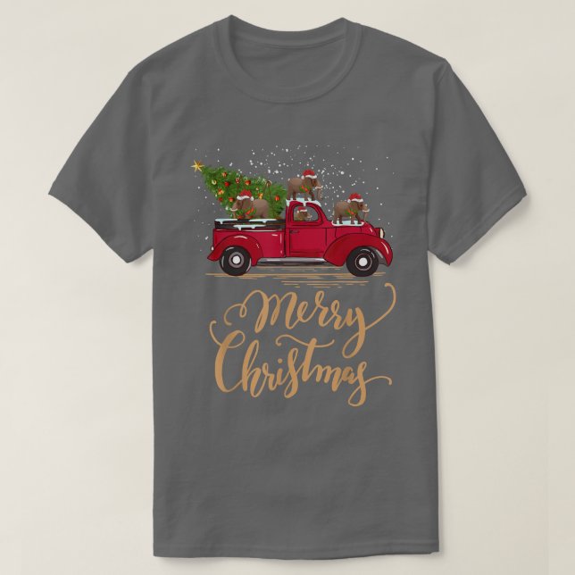 Camiseta Elefante Dirigindo Árvore De Natal Elefante Chr (Frente do Design)