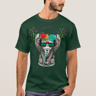 Camiseta Elefante Dj Com Fones de ouvido E Óculos De Sol