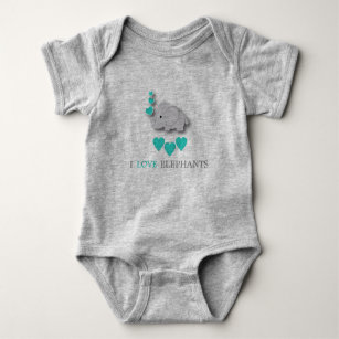 Camiseta Elefante do bebê do azul e das cinzas de turquesa