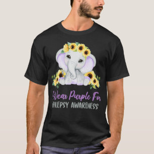 Camiseta Elefante Do Dia Púrpura Eu Visto Roxo Para Epileps