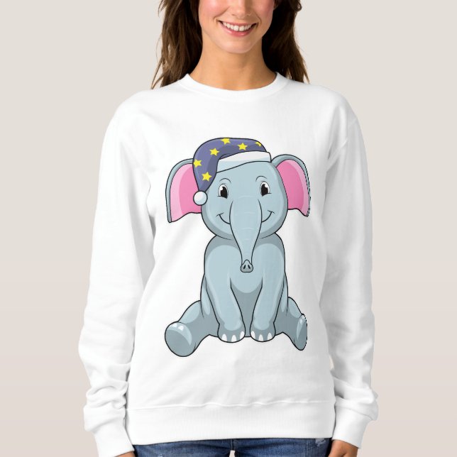 Camiseta Elefante dormindo com boné noturno (Frente)