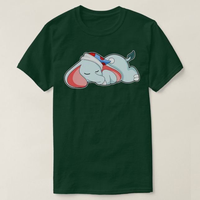 Camiseta Elefante Dormindo com Cabeça de Sono (Frente do Design)
