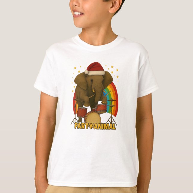 Camiseta Elefante Drummer Rainbow Edition (Frente)