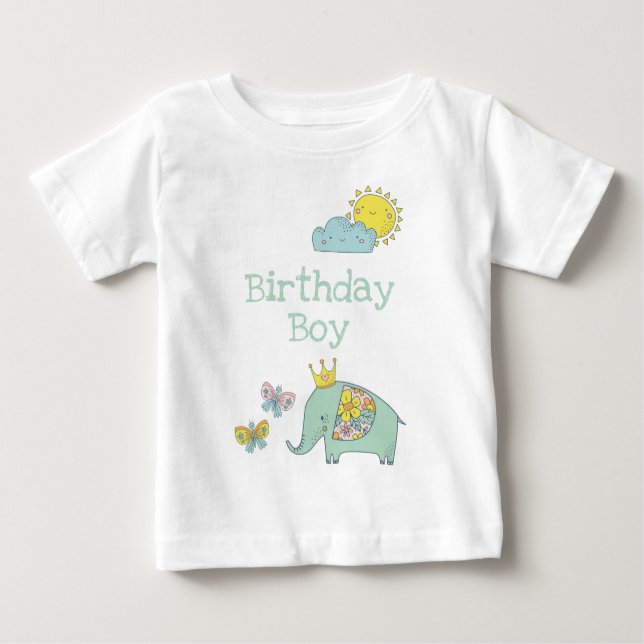 Camiseta Elefante e borboletas Cute Personalizáveis (Frente)