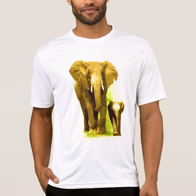 Camiseta Elefante e Elefante Bebê Andando (Frente)