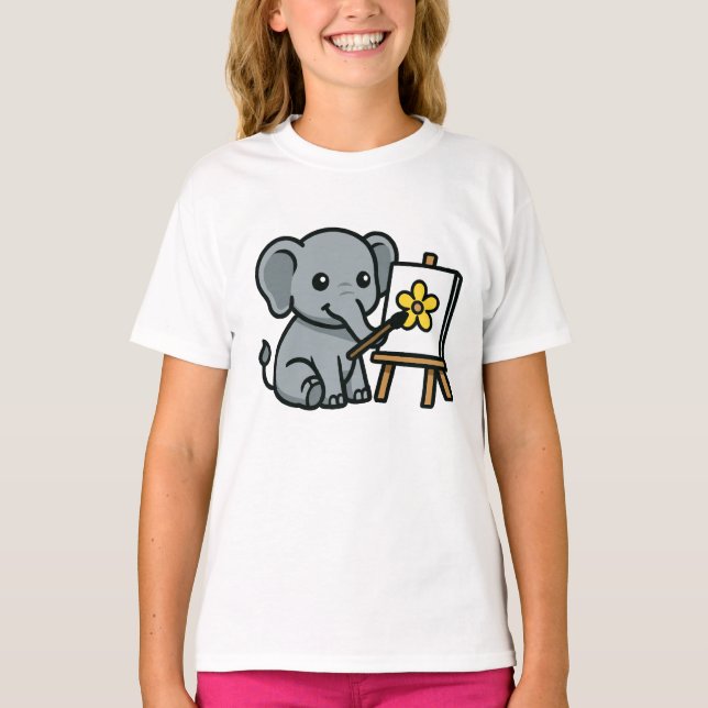 Camiseta elefante e flor (Frente)