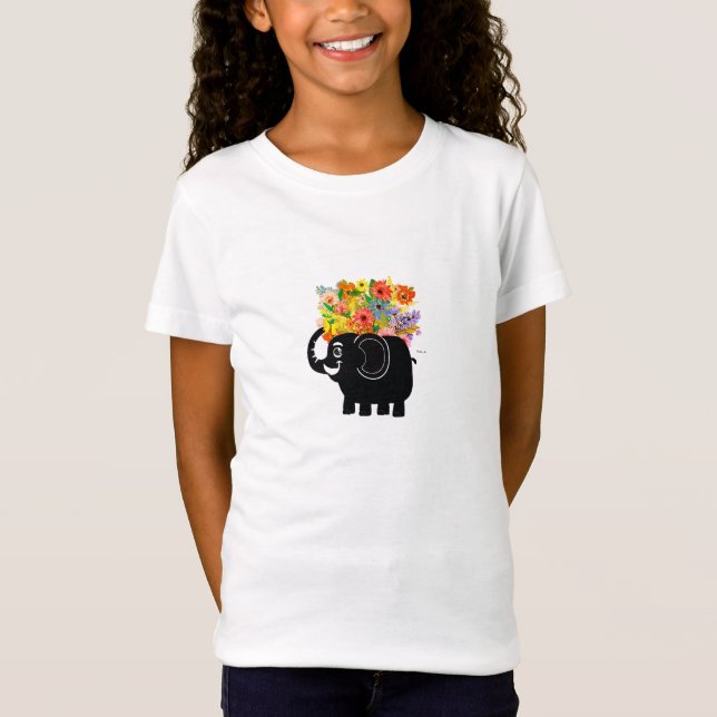 Camiseta Elefante e flores (Frente)