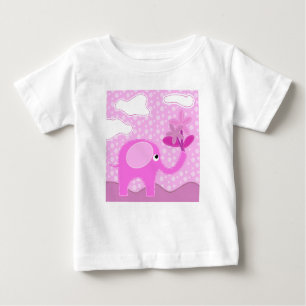Camiseta Elefante e Flores Bebidas Rosa