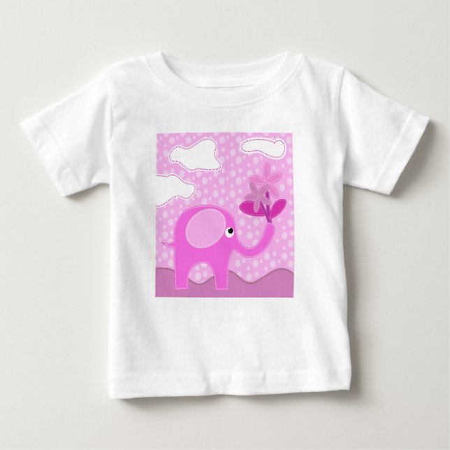 Camiseta Elefante e Flores Bebidas Rosa (Frente)