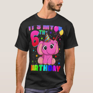Camiseta Elefante É o meu 6 Aniversário Crianças de Animais