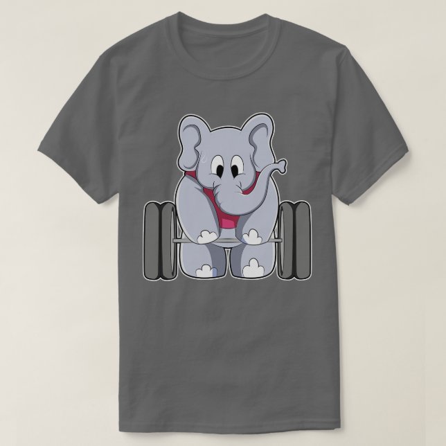 Camiseta Elefante em Bodybuilding com Barbell (Frente do Design)