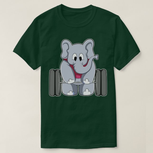Camiseta Elefante em Bodybuilding com Barbell (Frente do Design)