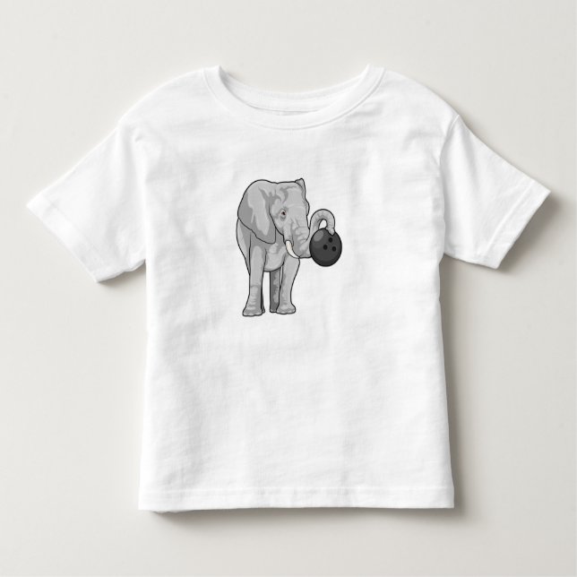 Camiseta Elefante em Boliches com Bola de boliche (Frente)